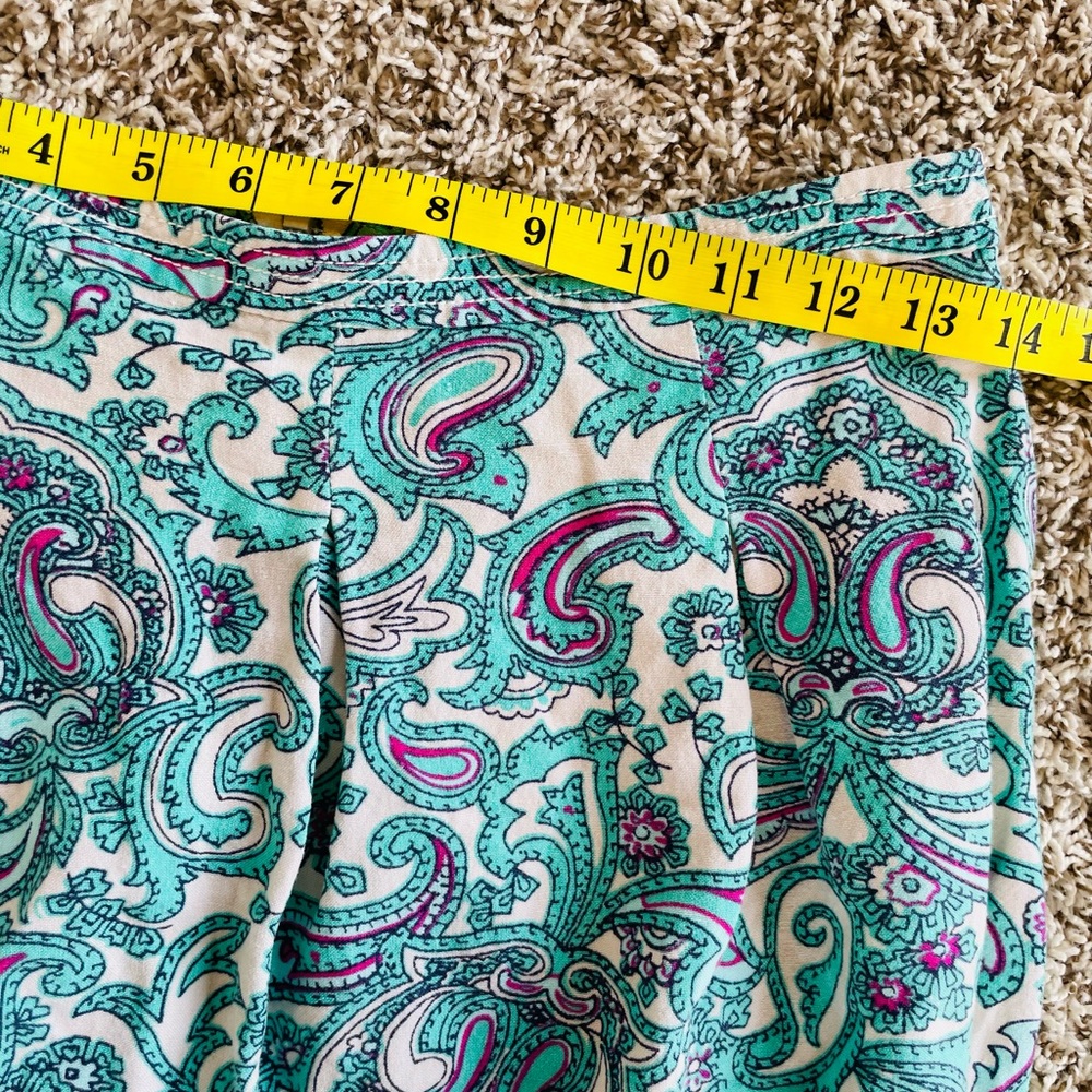 LOFT Ann Taylor 4 Blue Pastel Paisley Linen Mini Skirt - Picture 8 of 9
